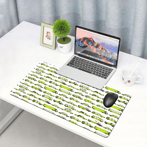 EYLOZS Alfombrilla de ratón extendida con Bordes cosidos,Coches, una Gama de Coches con Diferentes Funciones Camiones Limusinas Autobus,Base de Goma Antideslizante y Almohadilla para Teclado,40x90 cm