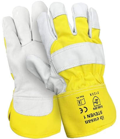 Trevendo Arbeitshandschuhe aus Ziegenleder - IB Eusan Steven 1 - hochwertig, robust und sicher - Schutzhandschuh für Bau, Montage, Garten - Herren & Damen - Größe 9, 3 Paar