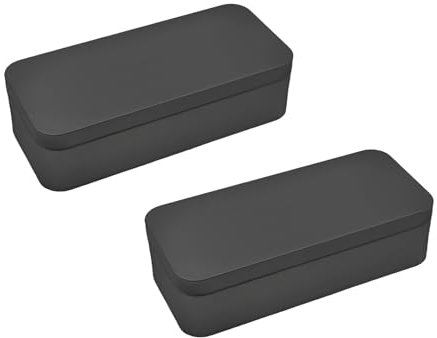 WESTKAIBA 2 Stück Zinn Box Metall Aufbewahrungsbox Große Container Box für Geld Münze Süßigkeiten Schlüssel 6.1 x 2.6 x 1.6 Zoll, Schwarz