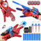 JIASHA 3 Set Spiderm Launcher Handschuh,Super Spiderm Web Shooter,Scheibe Dartscheibe Launch,Nerf Pfeile mit Saugnapf,Cosplay Spiderm Handgelenk Spielzeug Set Geschenk für Kinder Fans(F)