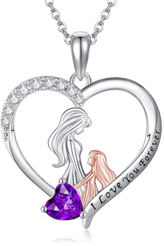 URONE Mutter Tochter Kette Silber 925 Mutter Tochter Herz Anhänger Halskette Mutter Tochter Geschenke für Tochter Mutter