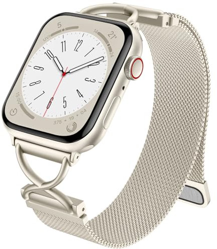 CeMiKa Metall Armband Kompatibel mit Apple Watch Armband 40mm 41mm 42mm 38mm, Dual Magnetisch Edelstahl Ersatzband für iWatch Series 10 9 8 7 6 5 4 3 2 1 SE SE2, Damen Herren, Polarstern