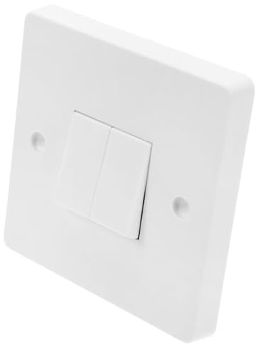 GLEAVI Interrupteur à Double Fonction 13a, Double Commande, Plaque Murale en Plastique Blanc, Design Moderne, pour Maison et Centre Commercial