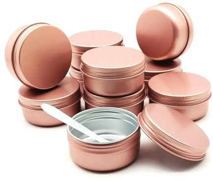 Wopanxye Lot de 10 boîtes en aluminium de 50 ml, 50 g, petits pots de maquillage ronds avec couvercles à vis pour cosmétiques, baumes à lèvres, toner, crème, bougie, thé, cire, rose