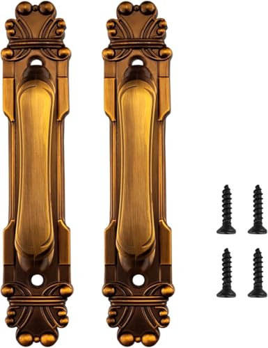 Flylin 2Pcs Antique Door Pull Handle, European Style Antique Cabinet Pull Handle Kitchen Door Handles for Cabinets Drawer Closet Wardrobe Pull (Bronze)