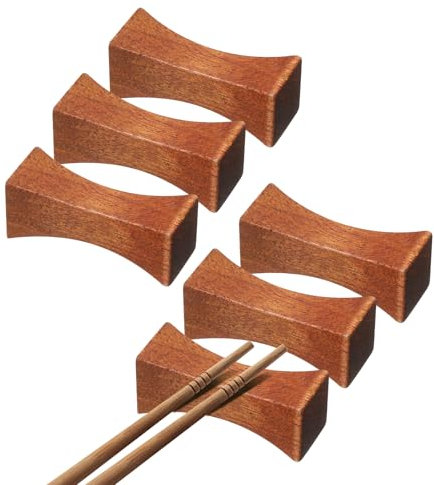 sourcing map 6pcs Wood Chopstick Rest, Pillow Shape Chopstick Stand Holder Knife Rest for Countertop Holding Chopstick Spoon Forks Knife Tabletop Decoration, Brown
