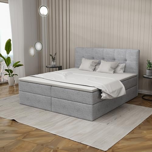Imebel Boxspringbett 120x200 mit Bettkasten - Bett mit Matratze und 2 Bettkästen - Schlafzimmerbett mit Topper - Bequemes und Elegantes Doppelbett für das Schlafzimmer
