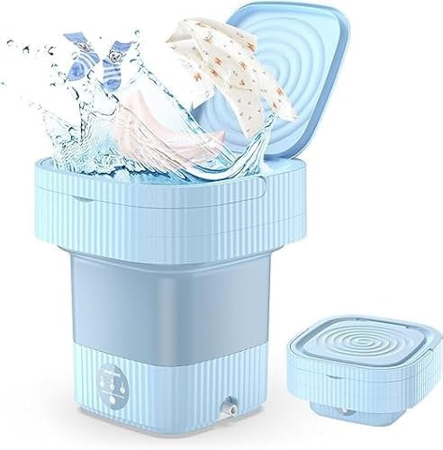 Mini Waschmaschine Faltbar, faltbare waschmaschine USB, 10 Liter waschmaschine camping, Mini-Waschmaschine für Babykleidung,Socken, reisewaschmaschine für Unterwäsche oder kleine Gegenstände,Blue