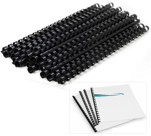 Peigne de Reliure,Peigne de Reliure en Plastique,Paquet de 100 Pince Reliure,Capacité de Reliure,Reliure Spirale,Spirales de Reliure,Peigne de Reliure à Spirale,Noir,Reliure Spirale en PVC,12mm
