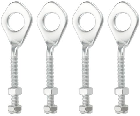 Briny River Lot de 2 Paires de Tendeurs de Chaîne de 12 Mm Ajusteurs d'essieu de 12 Mm avec écrous pour Moto Tout-Terrain 110 CC 125 CC ATV Quad Silver