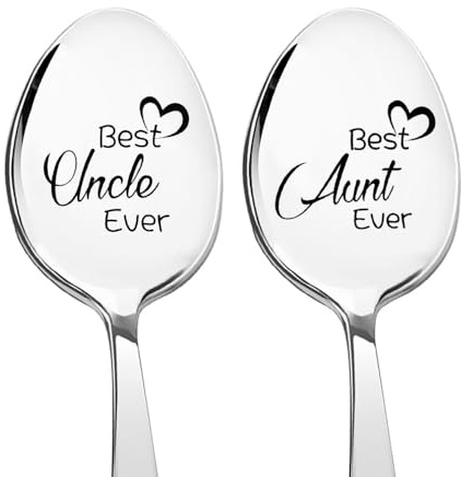 Best Uncle Auntie Gifts for Aunt Uncle Spoon Gift for Auntie Uncle Birthday Gifts for Auntie Mothers Day Gifts for Auntie Aunty Gifts Spoon for Uncle Fathers Day Gift from Niece Nephew 2pcs