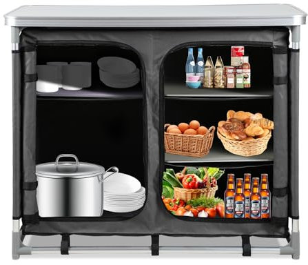 Eikuavons Campingküche Campingschrank faltbar Faltschrank Küchenbox, 97x78x50cm für Garten Picknick Outdoor