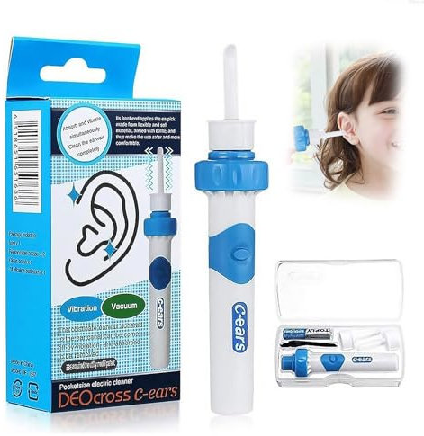 Electric Ear Wax Suction Remover Kit, Earwax Cleaner, Ear Suction Wax Remover Vacuum Smart Earwax Tool with 1 Cleaning Brush Safe and Painless