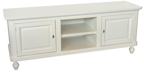 Vicentini arreda MOBILE PORTA TV NAPOLETANO IN LEGNO 2 ANTE 2 VANI A GIORNO SHABBY CHIC BIANCO OPACO