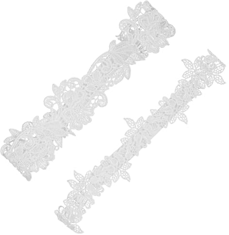 CIATBYYJ 2 Stück Hochzeitsstrumpfband für Braut, dehnbare Strumpfbänder Set für Braut, weiße Bräute, Braut-Strumpfband für Hochzeit, Junggesellinnenabschied, Jahrestag