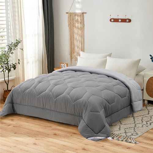 NOVOTEXTIL Edredón Relleno Nórdico Cama 150 (240x220) para Verano y Entretiempo, Edredón Bicolor de Fibra 180 gr/m² - Nórdico Suave, Ligero, Reversible y Transpirable (Gris/Gris)