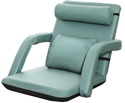 GIZNXBA Bodenstuhl Faltbar Indoor-Chaiselongue-Sofa Mit 6 Verstellbaren Positionen Bodensessel Erwachsene Mit Verstellbaren Armlehnen Und Rückenlehne Für Wohnzimmer, Schlafzimmer(Groen)