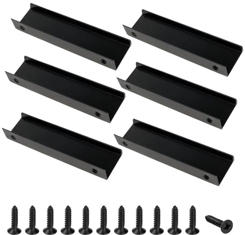 SEASJHBAY Set 6 tiradores ocultos negros de 120 mm en aluminio resistente: estilo minimalista para puertas y cajones. Ideales como tiradores armarios, tirador armario y tiradores cocina
