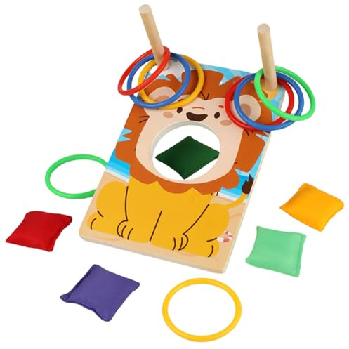 ZUNIPLEX Petit Jeu 2 en 1 Cornhole et Lancer d'anneaux en Bois