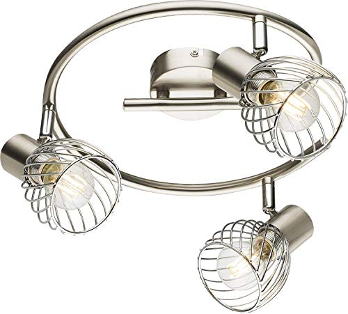 Globo Rondell Deckenstrahler TEXAS 3flammig, Metall Silber Ø 28cm