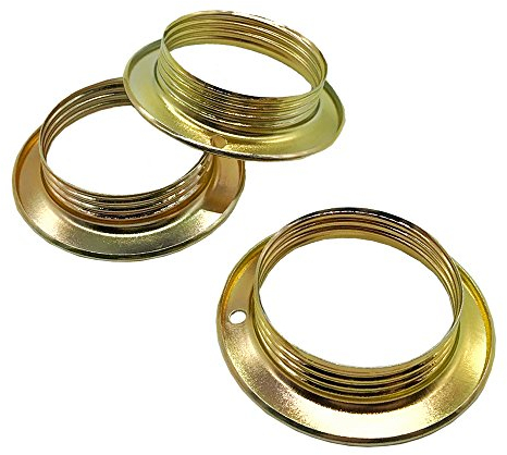 3 Stück Schraubring E27 Metall Messing für Lampen-Fassung Ring Höhe 13mm für Lampen-Schirm oder Glas-Elemente