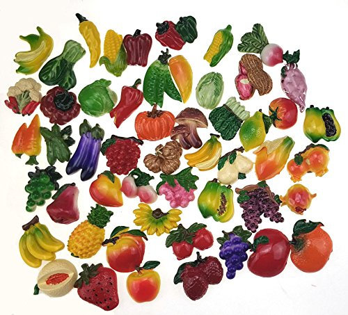 Miswee random 12Pcs creative 3D resin fruit vegetables fridge magnets funny cute decoration refrigerator magnet accessories office school whiteboard magnet (Random 12 styles (vegetables and fruits))