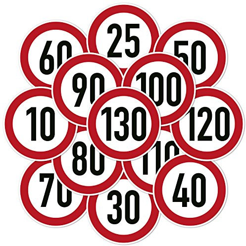 Verkehrszeichenaufkleber - Zulässige Höchstgeschwindigkeit Kfz Aufkleber Sticker (20 cm Ø, 120 km/h)