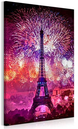 decomonkey Bilder Paris Bunt 60x90 cm 1 Teilig Leinwandbilder Bild auf Leinwand Vlies Wandbild Kunstdruck Wanddeko Wand Wohnzimmer Wanddekoration Deko Stadt Eiffelturm Architektur Panorama