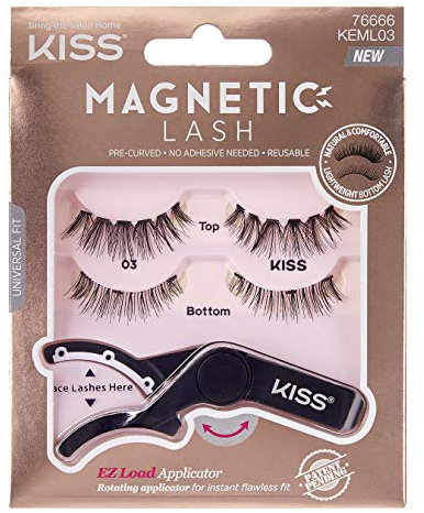 Kiss Magnetic Lash Pre-Curved/No Adhesive Needed/Universal Fit. EZ Load Applicator Included- KEML03