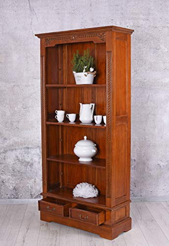 Bücherregal massives Mahagoniholz Standregal Holzregal 90x183 cm Antik Regal Braun Küchenregal mar171 Palazzo Exklusiv