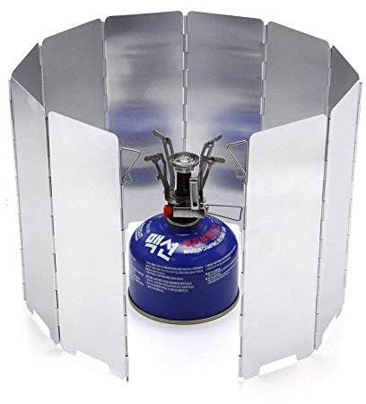 Geluode Pare-vent portable pliable en aluminium pour cuisinière de camping avec sac de rangement