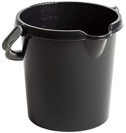 High Grade Wham Colourful 5Lt Durable Plastic Reusable Bucket with Litre Scale (Black)