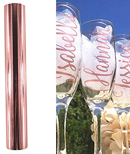 Chrom-Vinylfolie, permanent, selbstklebend, glänzend, metallisch, für Silhouette-Trinkgläser, 30 x 152 cm, Rotgold / Gold / Silberfarben rose gold