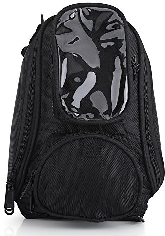 Keenso Universelle Motorradtasche, wasserdichter Oxford-Sattel, schwarzer magnetischer Tankrucksack Praktisches Design mit Mehreren Taschen Auto- Und Motorradteile
