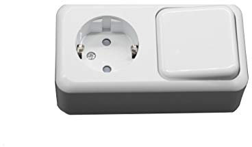 Prendeluz - Base Schuko con interruptor blanco 16A/250V.