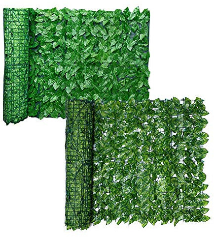 Tumnea Künstliche Efeu-Hecke, Sichtschutzzaun, künstliche Blätter, Balkonzaun, dekoratives Rankgitter, Sichtschutz, Netz, Ranke, Wanddekoration für Garten Sichtschutz, Dekoration