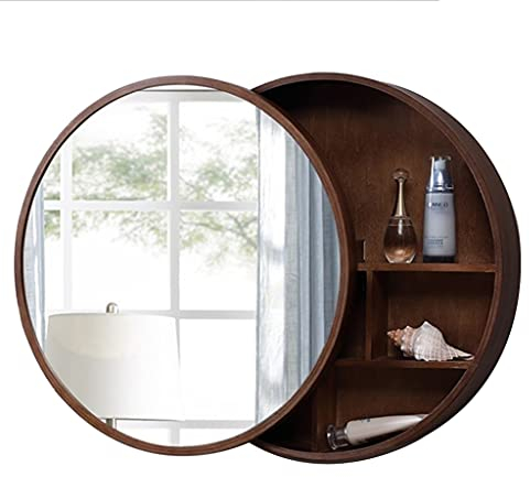 Spiegelschränke Badezimmer runder Schlafzimmer runder Spiegel mit Ablagefach Wandspiegelschrank aus Holz runder Schminkspiegel
