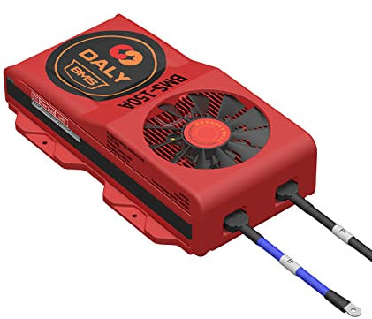 DALY Smart BMS LiFePo4 4S 12 V 150 A avec ventilateur de refroidissement, avec application de surveillance des données visibles, communication UART pour la gestion des batteries au lithium 3,2 V