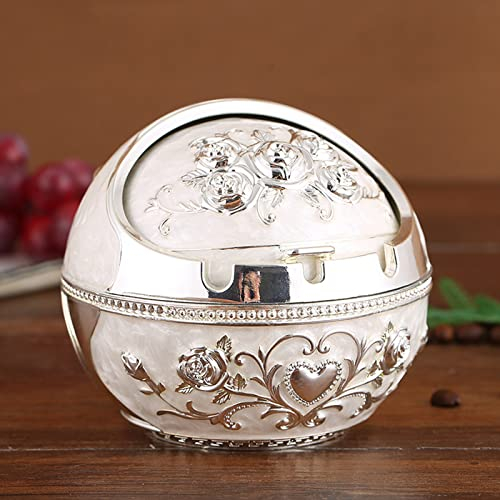 PRELGOSP Aschenbecher Retro, Aschenbecher mit Deckel, Aschenbecher Gravur für Zigaretten-Reste und Asche in Garten Bar BüRo,E