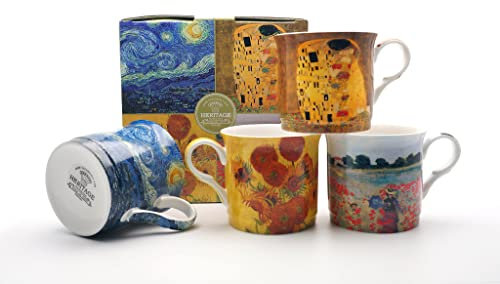 heritage FINE Bone China Set of 4 Mugs Gift Boxed Artists Mugs Free UK DELIVERY