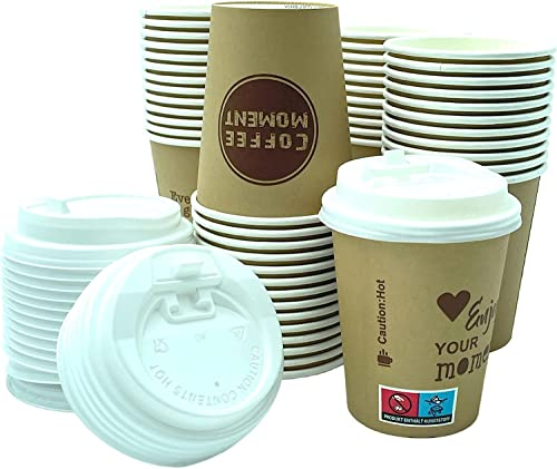 CLEARFEE Premium Einweg Kaffeebecher Pappbecher Einwegbecher 200ml 0,2l 8oz, Coffee Kaffee to go Deckel (200 Becher + 200 Deckel)