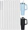 ALINK 8 Pack Replacement Glass Straws for Stanley 40 oz 30 oz Tumbler, 12 in Long Reusable Clear Straws for Stanley Cup Accessories, Half Gallon Bottle, Plus 2 Cleaning Brush