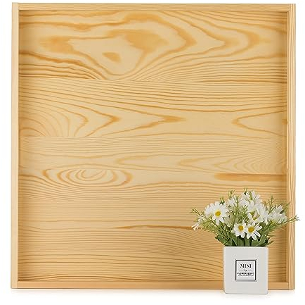 Hanobe Bandeja decorativa para servir grande: bandeja de madera, cuadrada, extra grande, rústica, madera natural, bandeja decorativa con asa, bandejas para servir, XXL, para otomana, salón, cocina, 55