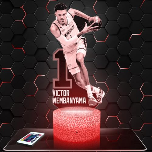 Nachttischlampe Victor Wembanyama Basketball deko Basketball USA. Geschenkidee Mann objekt Victor Wembanyama Basketball Nachtlicht Erwachsene deko Zimmer. TOP