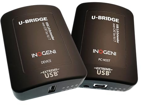 INOGENI U-Bridge USB 2.0 Extender, 100 Meters, Supports Cameras, Microphones, and More, Compatible with Windows, macOS, and Linux