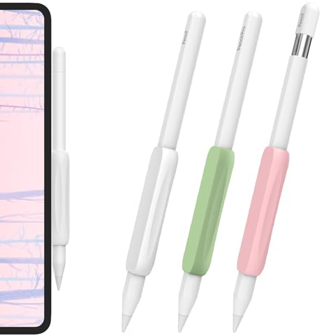 AhaStyle Paquete de 3 Agarres de Silicona para Apple Pencil Pro, Apple Pencil (USB-C) y Apple Pencil 2nd Generation Soportes Diseño ergonómico Agarre Funda Protectora Compatible con iPad Pen