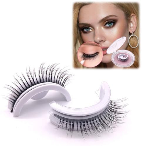 Vordpe 1 paire de cils autocollants réutilisables - Sans colle - Naturels - Curling 3D - Faciles à porter - Imperméables - Faux cils (volants)