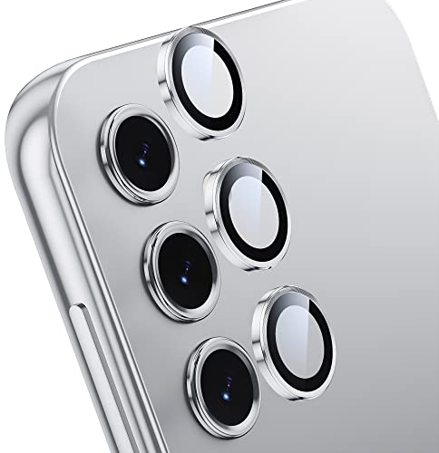 WSKEN Kameraschutz für Samsung Galaxy A55 Kamera Schutzfolie, Anti-Kratzer 9H Gehärtetes Metallring Kamera Panzerglasfolie für Galaxy A55 5G 2024 Zubehör, Silber