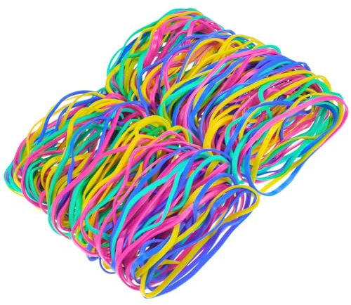 250 Stück Gummibänder Bunt, 60 x 3 mm Gummiringe Breit Haushaltsgummi Gummis Gummiringerl Elastische Dehnbare Gummiband für Haushalt Büro Schule (4 Farben)