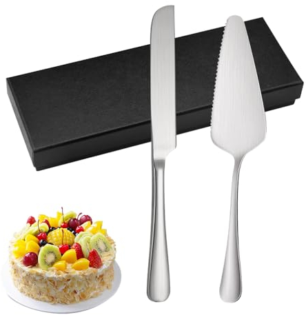LPAMABA Ensemble de Couteau et Serveur de Gâteau en Acier Inoxydable - Pelle et Couteau à Tarte - Set De Coupe et Tranche pour Fiançailles, Anniversaire, Fête